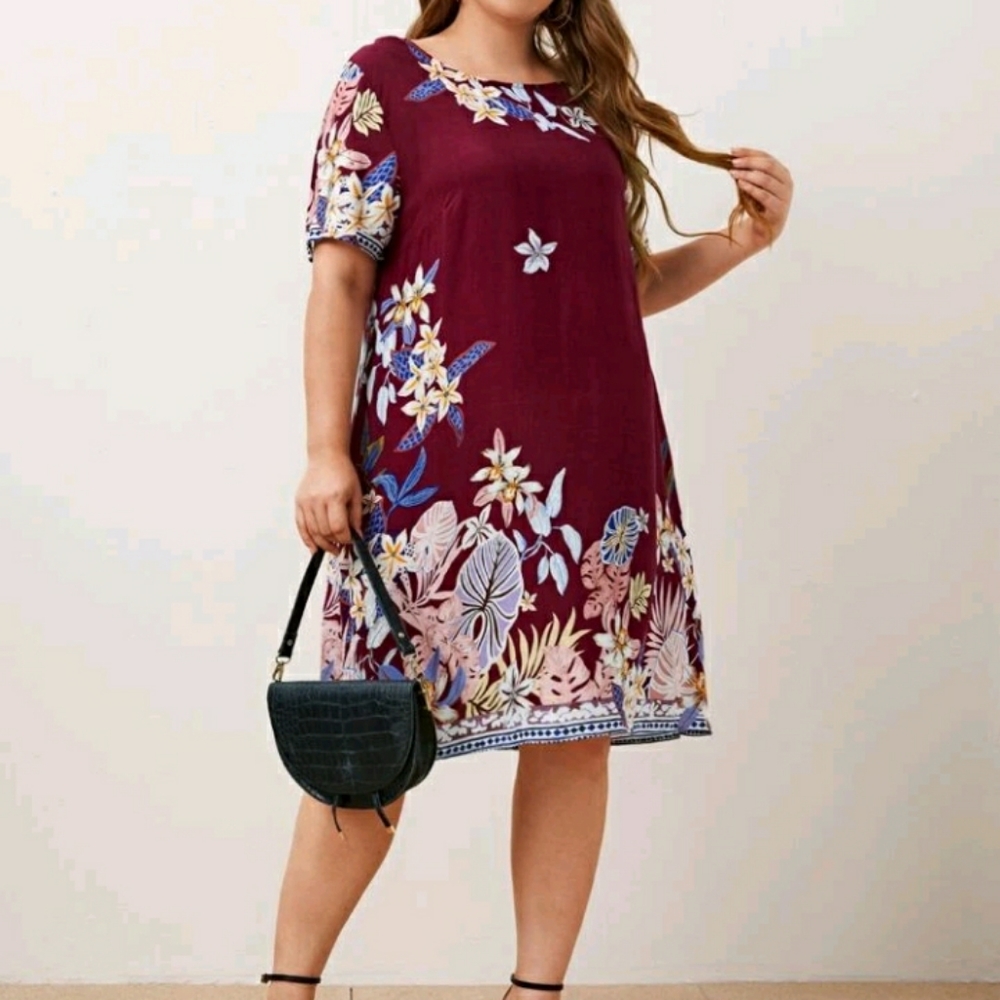#26 Brand New Plus Maroon Tunic Dress - Picture 2 of 8
